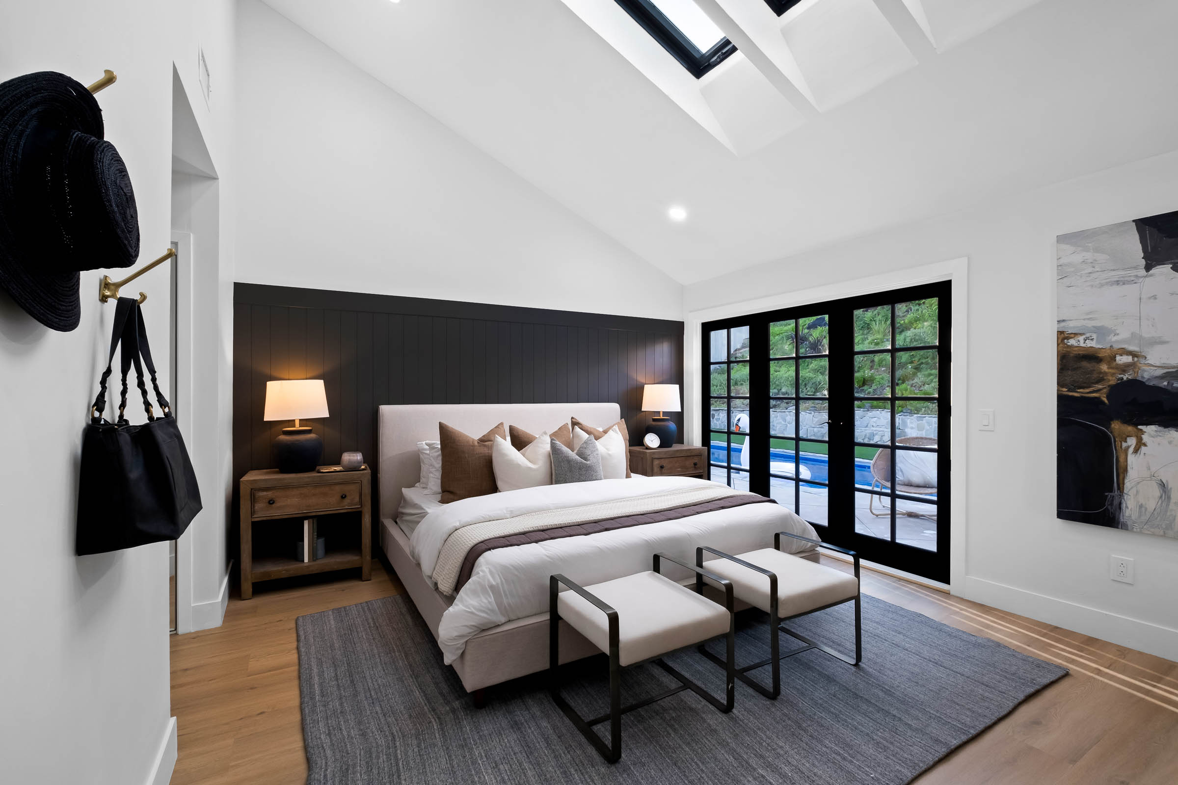 5 A beautiful bedroom with high ceilings and french doors